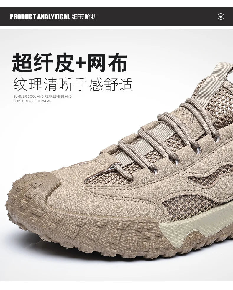 Oulylan Men's Summer Breathable Hollow Mesh Wading Shoes 2026 Outdoor Hiking Climbing Non-Slip Sport Sneakers Size 39-44 Pi-Mart