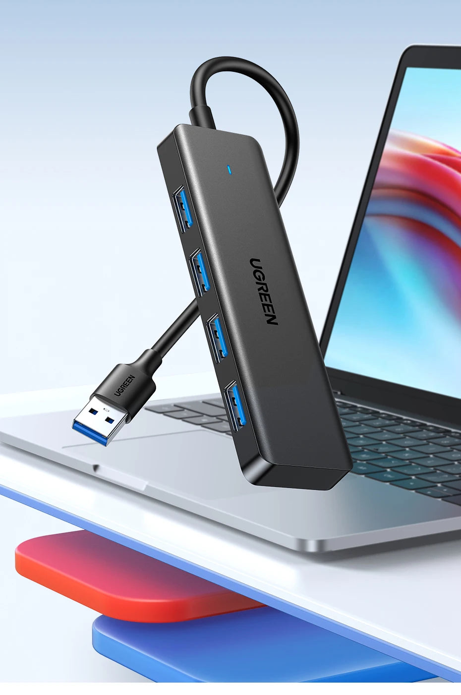 UGREEN USB 3.0 HUB 4 Ports USB-C HUB Slim for Mouse Keyboard Compatible with MacBook Pro Air Laptop Desktop PC Xbox PS5 Splitter Pi-Mart