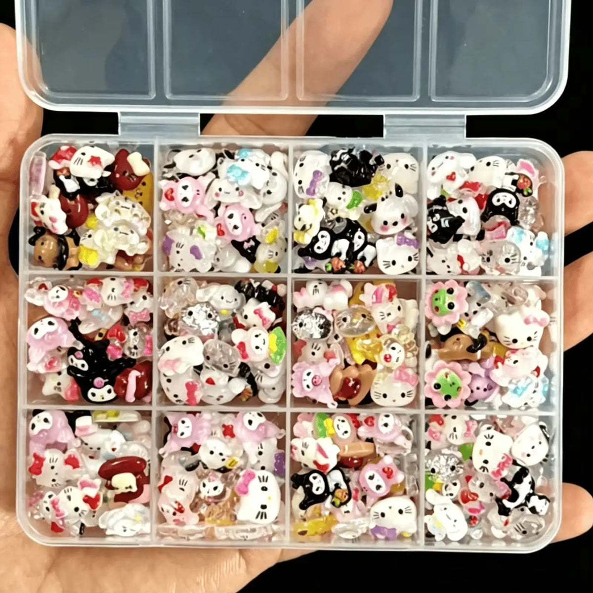 50Pcs Leopard Sanrio 3D Resin Nail Charms Mixed Kuromi My Melody Kitty Nail Parts DIY Manicure Decor Accessories Pi-Mart