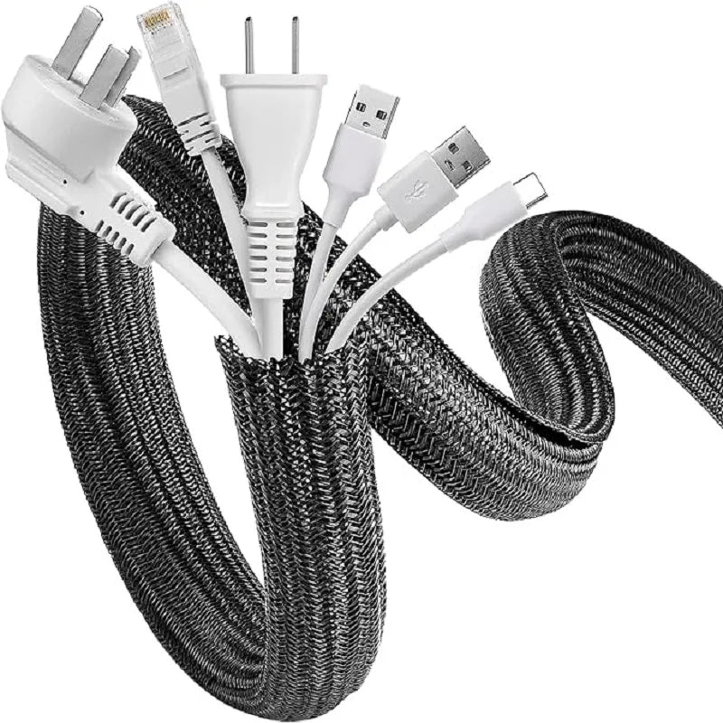 1M 3M 5M Braided Cable Sleeve PET Nylon Wrapping Cable Casing Cable Sleeves Wire for Desk PC TV Wire Protector Cable Wrap Cover Pi-Mart