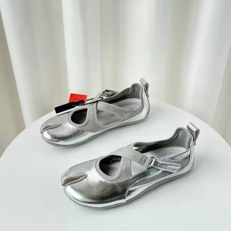 Cross Split Toe Mary Jane Single Shoes Women 2026 New Versatile Flat Ballet Casual Shoes Pi-Mart