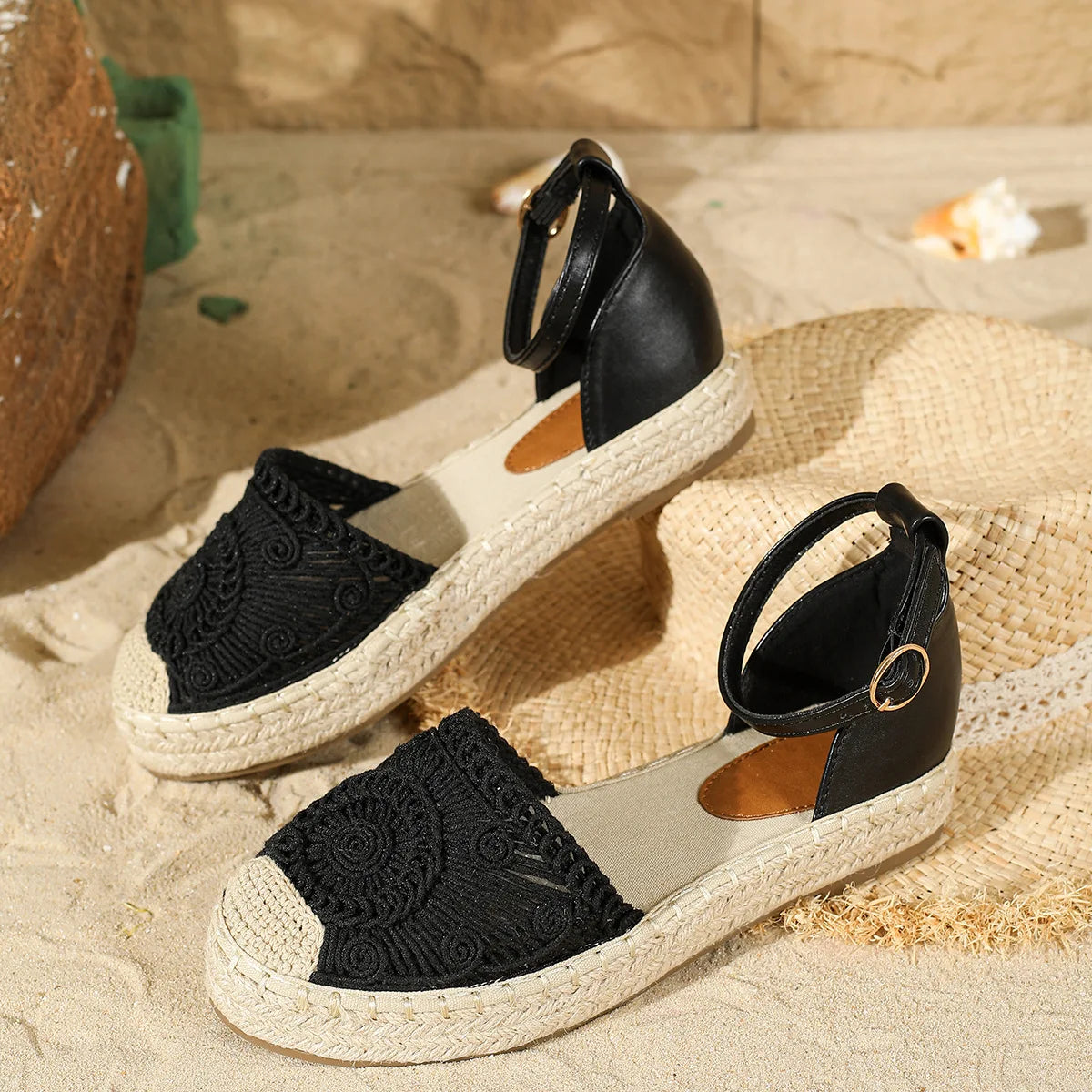 New 2026 Summer Women's Vintage Flats Hemp Rope Bottom Sandals Comfortable Sandals Women's Fisherman Sandals Sandalias De Mujer Pi-Mart