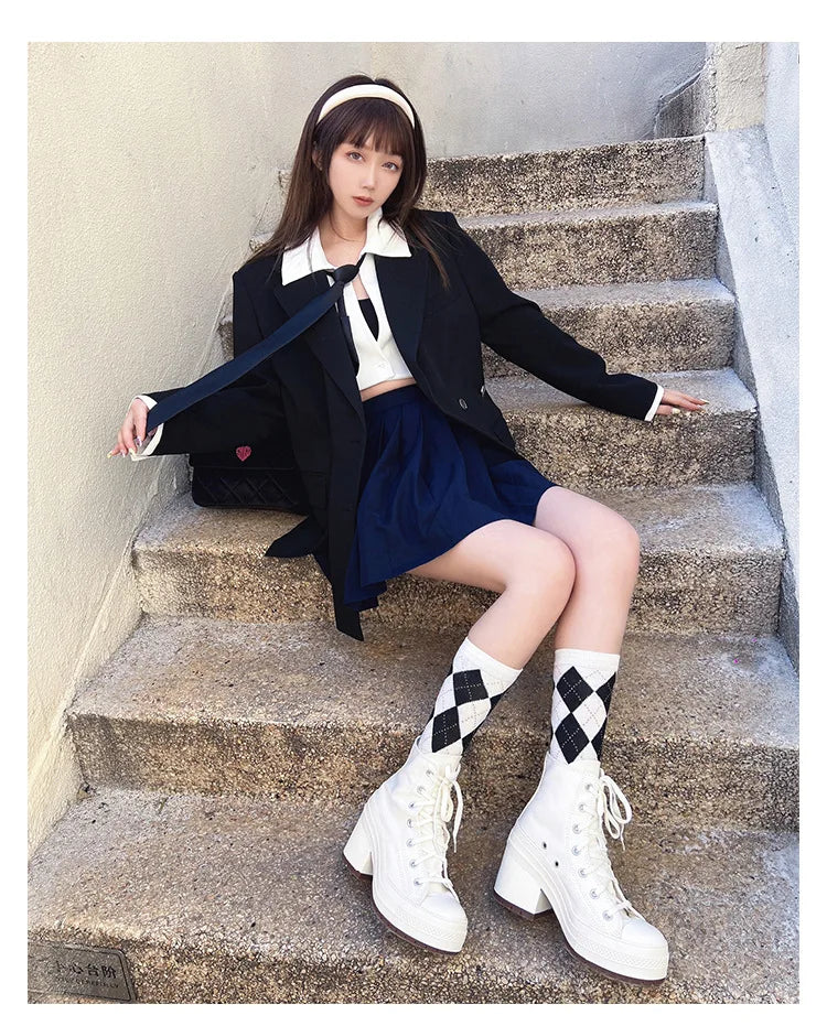 Women Platform Sneakers Canvas Shoes Personalized Luxry Heels Skateboard Lace Up Casual Fashion Outdoor Sneakers Pi-Mart