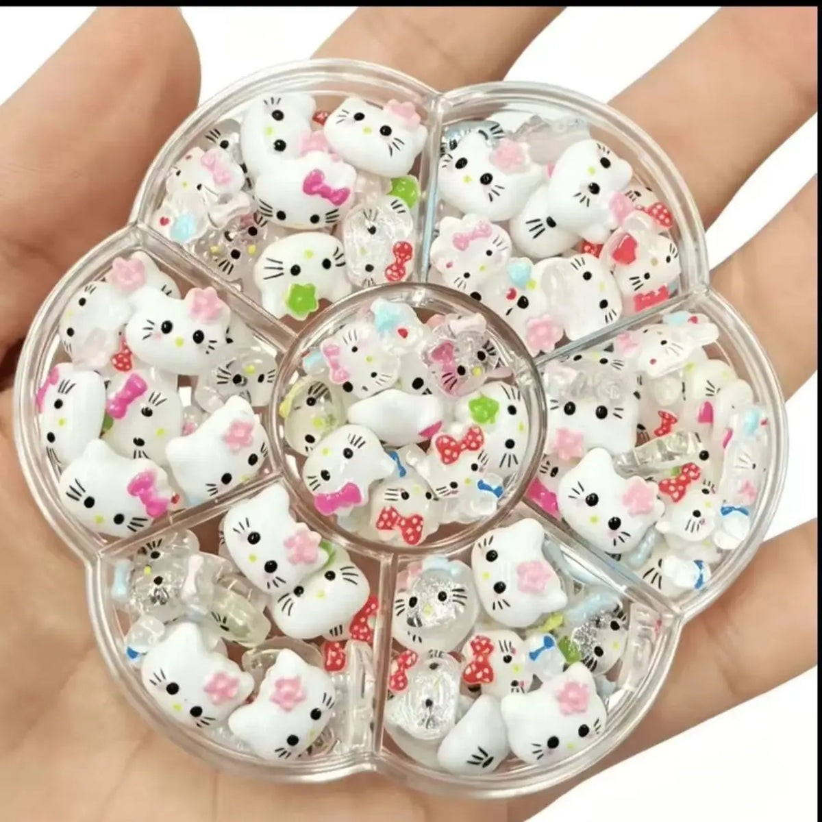 120PCS Box Mixed Hello Kitty 3D Nail Charms Cute Cartoon Resin Ornaments Kawaii DIY Nail Art Manicure Decor Accessories Pi-Mart