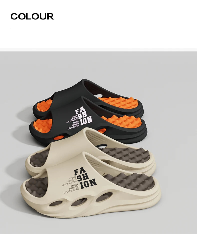 Men Fashion Massage Slippers Indoor/Outdoor Sandals Beach Flip Flop Thick Sole Male Slides Summer Non-Slip Men Shower Slippers Pi-Mart