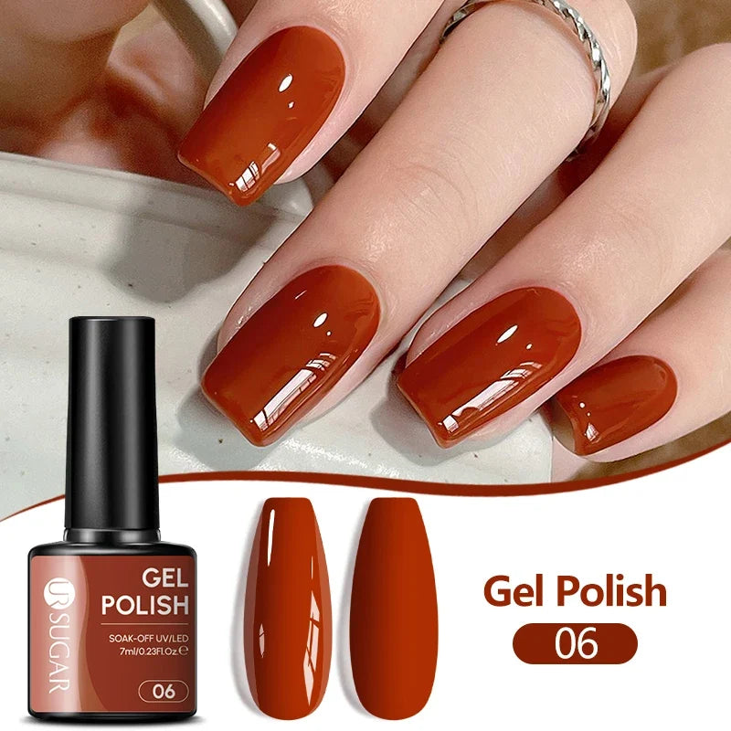 UR SUGAR 7ML Nail Gel Fresh Macaron 107 Colors All For Manicure Semi Permanent Soak Off LED UV Long-Lasting Nail Art Varnish Tri Light Beauty
