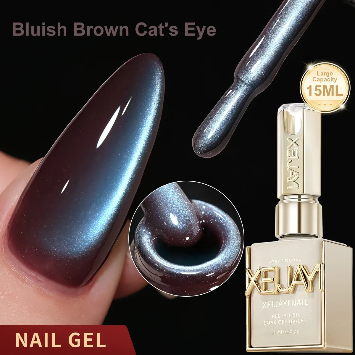 XEIJAYI 1pc 15ML Blue cat eye Nail Gel polish Semi Permanent Nail Art Soaking UV LED Nail Salon DIY Nail Salon Gel Tri Light Beauty