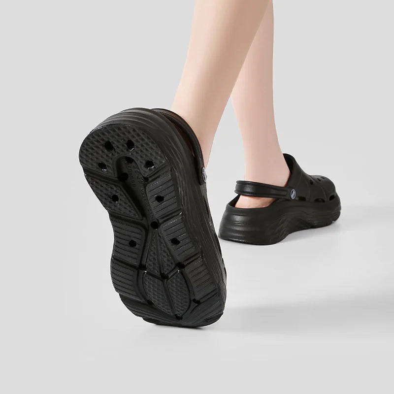 Women's Fashion Platform Sandals Summer 2025 Thick Sole Soft Eva Clogs Garden Shoes for Women Hollow Out Non Slip Beach Sandals Pi-Mart