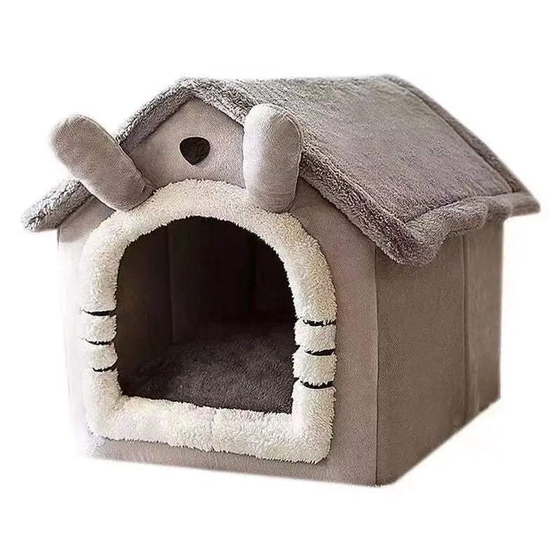 House Style Pet Bed for Small Dogs & Cats - All Season Removable Washable Dog House Winter Warm Teddy Bed Pet Supplies Pi-Mart