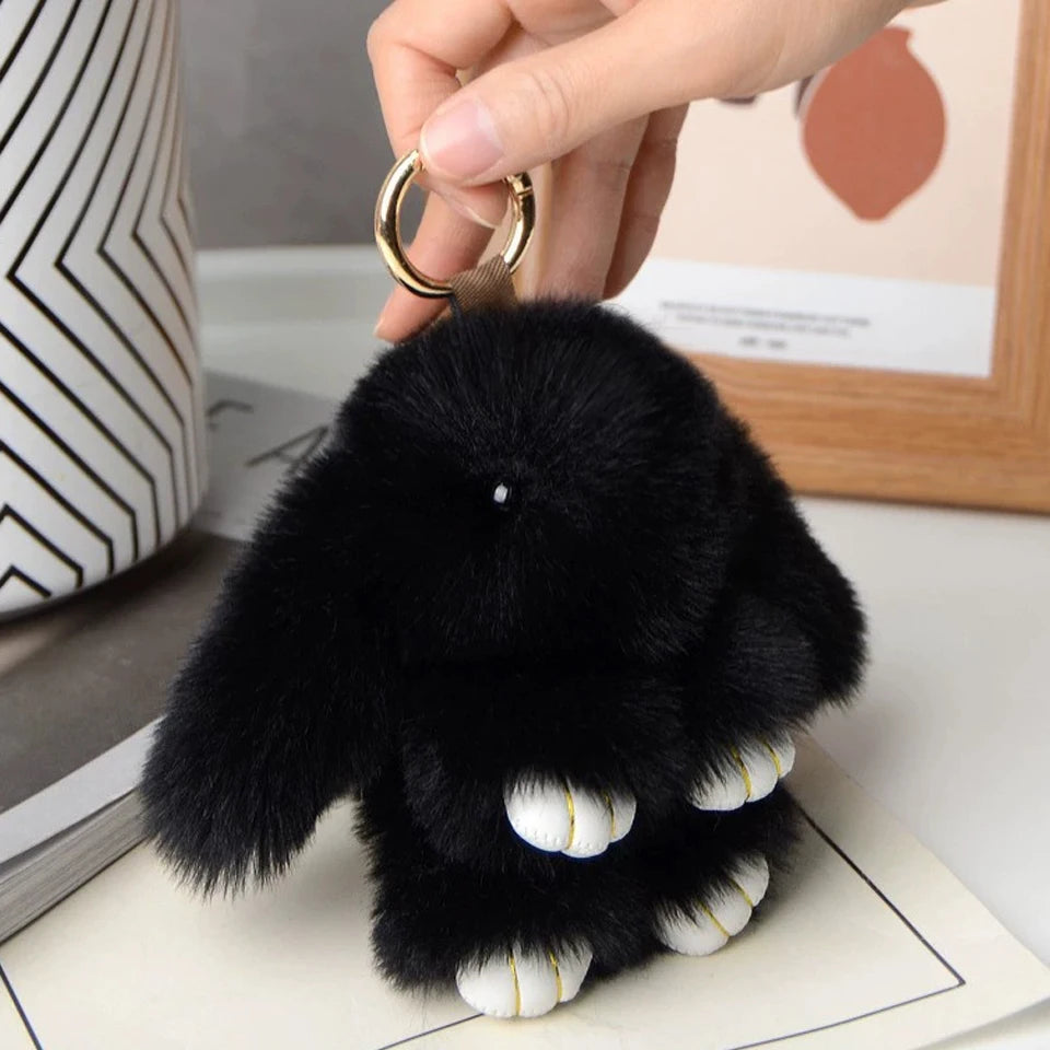 15cm Women's Rabbit Fur Keychain Bag Car Pendant Jewelry Decoration Fashionable Accessory for Bags And Gifts Pi-Mart