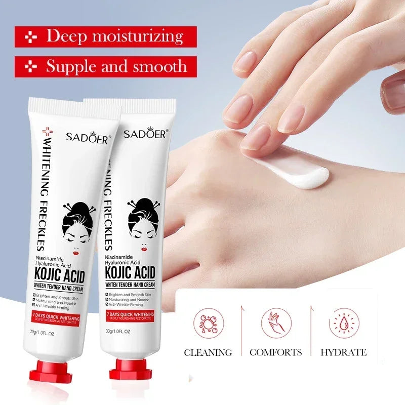 SADOER Kojic Acid Hand Cream Moisturizing Nourishing Brightening Hydrating Hand Creams Beauty Hands Skin Care Products Tri Light Beauty