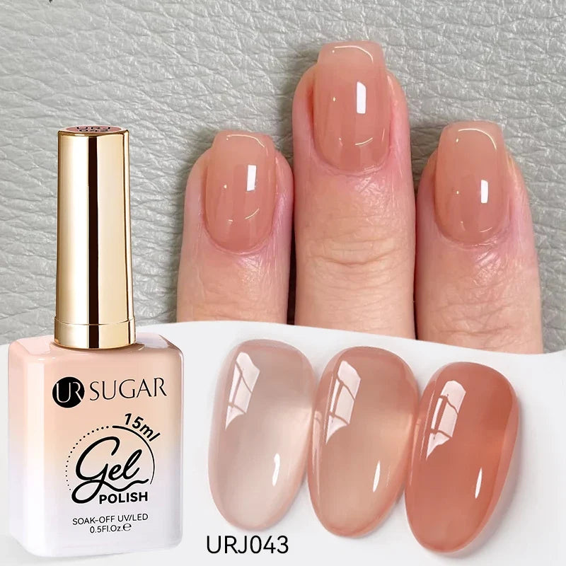 UR SUGAR 15ml Jelly Milky White Translucent Color Gel Polish Semi Permanent UV Gel Nail Art Soak Off Gel Varnish Latest Fashion Tri Light Beauty