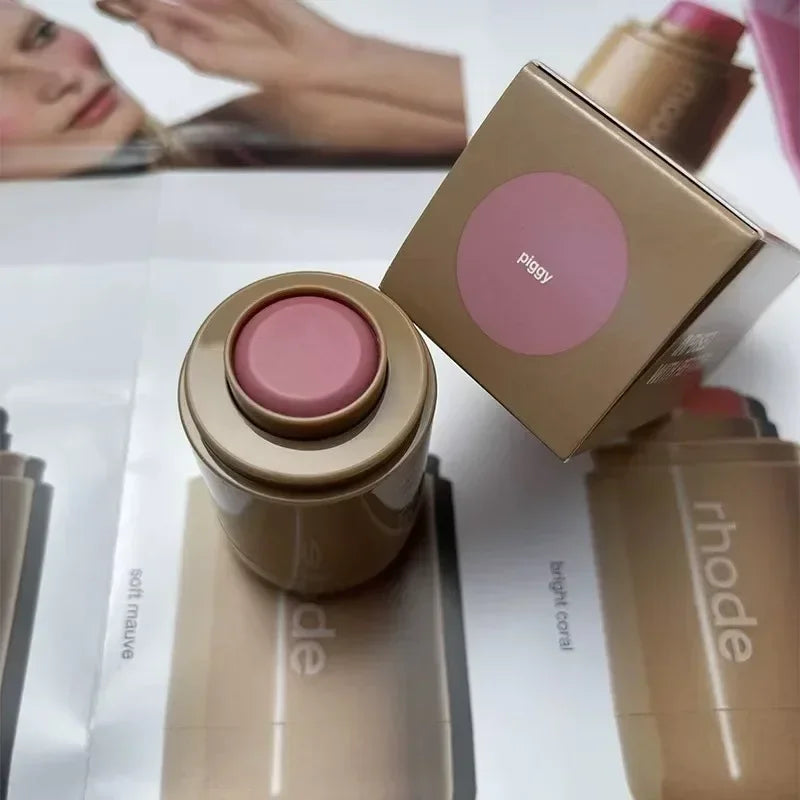 Rhod Pocket Blush LIP Stick Lip And Cheek Hydrating Stick Natural Rouge Powder Blush Cream Lipstick Cheek Easy To Apply Color LadyShow.Store