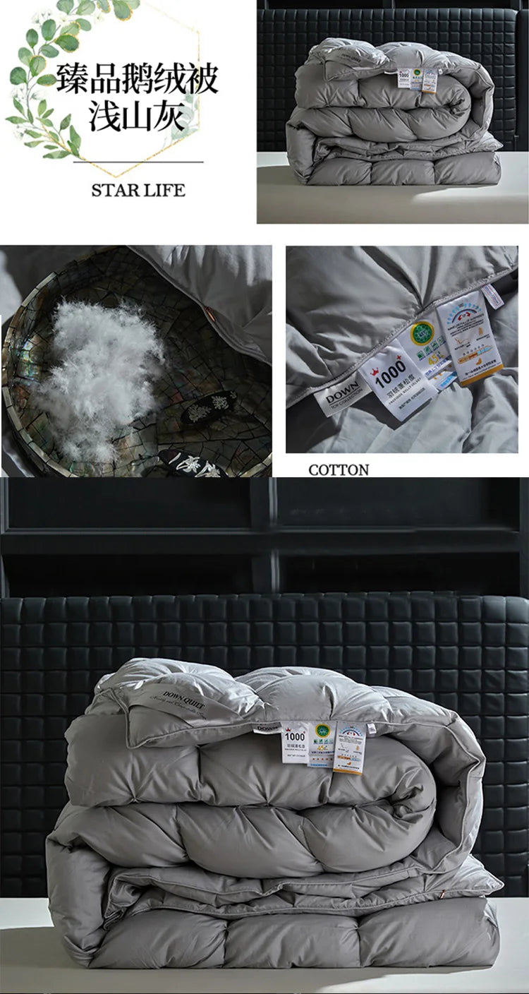 Luxury 100% White Goose down Comforter Winter Warm Duvet Extra Large Double Single Lightweight 3D Bread Design Pleated Edge Pi-Mart