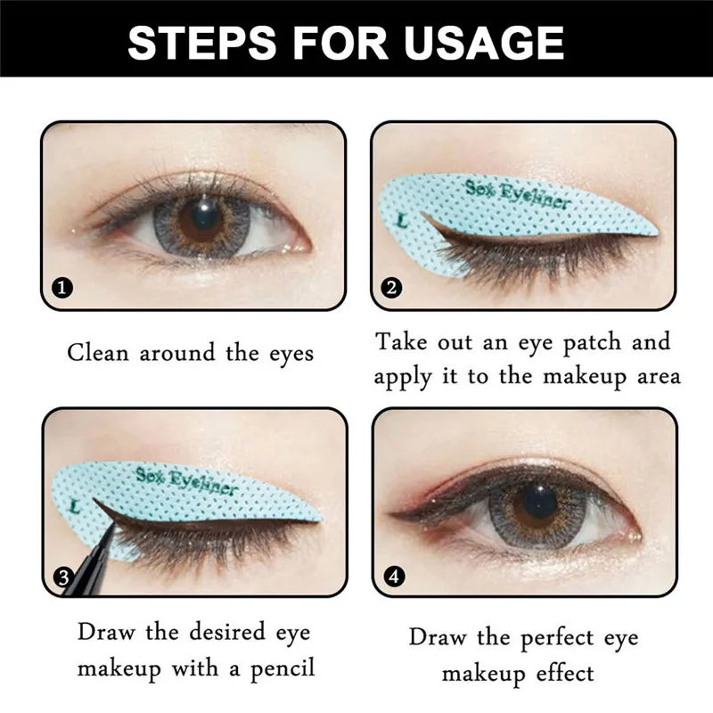 4 Sheets Quick Stencils Eyeliner Eye Makeup Shaping Auxiliary Stickers Eyeshadow Eyebrows Styling Drawing Template Guide Card Pi-Mart