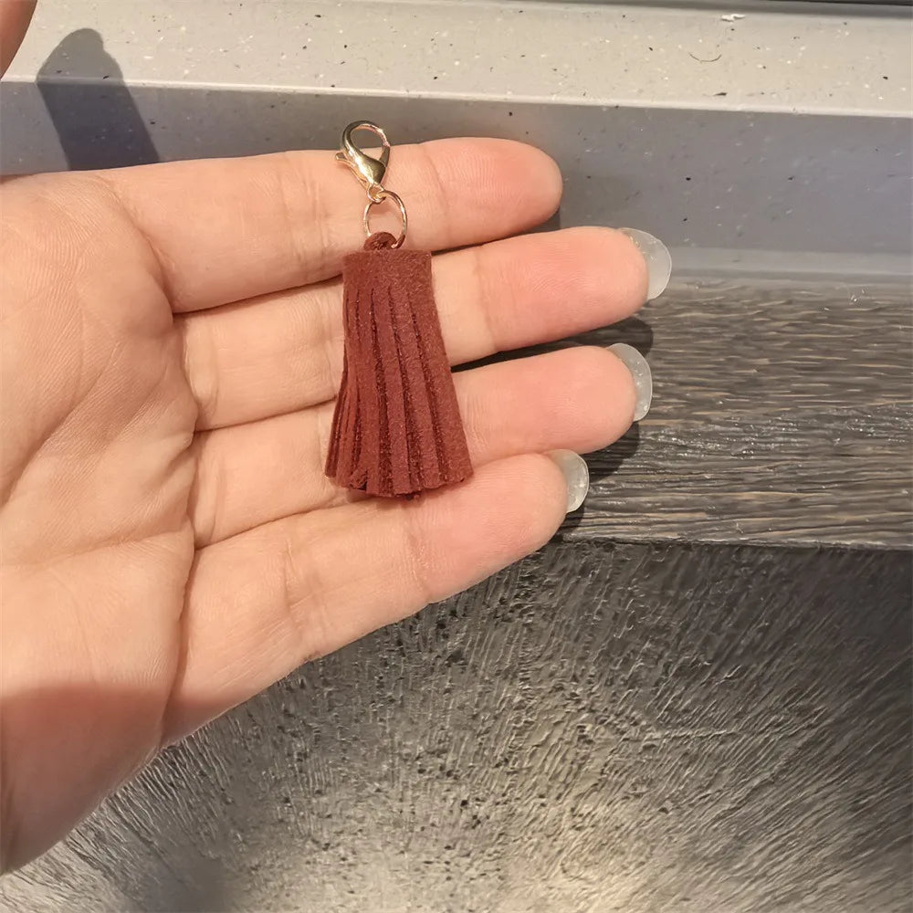 1Pcs Autumn Winter Maillard Tassel Pendant Shoe Charms Leather Flower Shoelace Buckle Sports Shoe Decoration Accessory Buckle Pi-Mart
