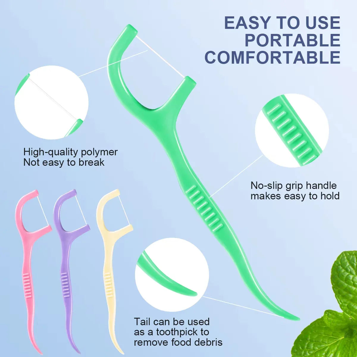 450pcs Adult Mint Flavored Dental Floss Picks Ultra-Fine Portable Flossing Sticks Toothpick Thread for Home And Travel Oral Care Tri Light Beauty