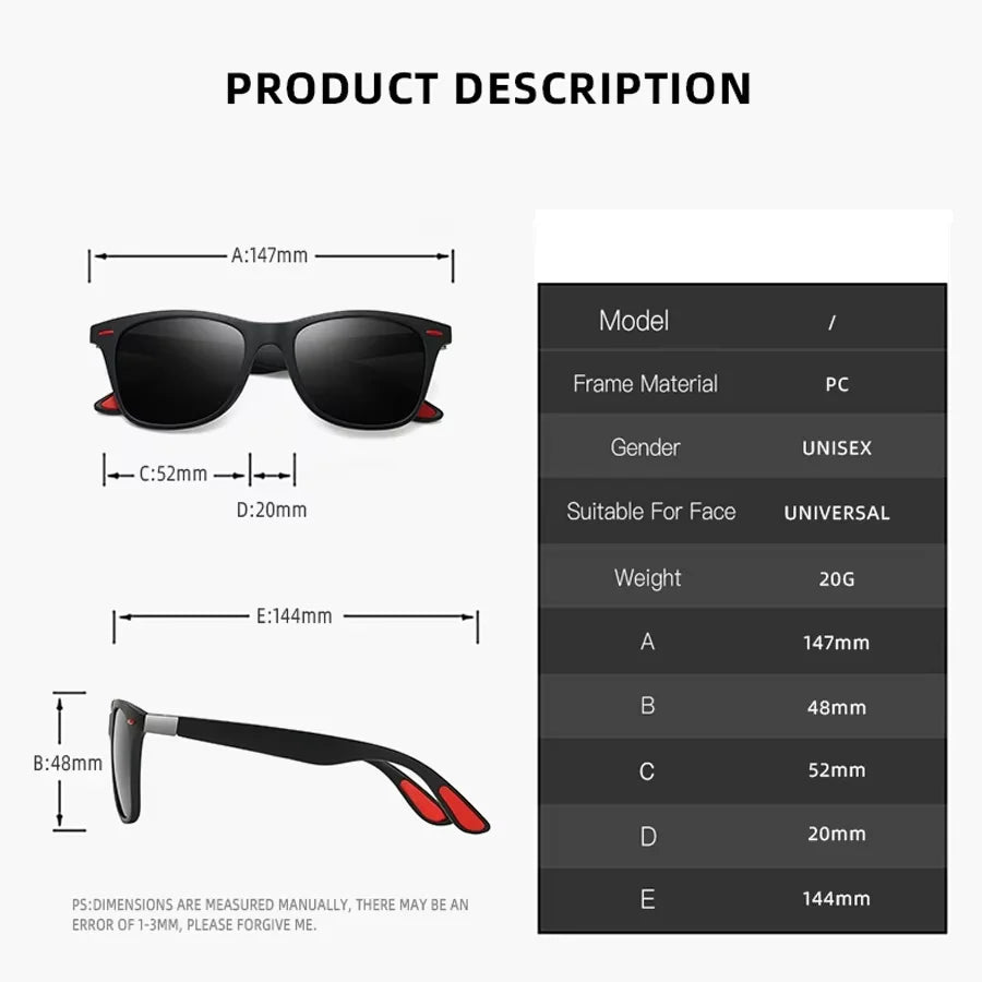 1-2-3PCS Fashion Vintage Square Unisex Driving Fishing Sunglasses Men Women Luxury Brand Designer Sun Glasses Anti-Glare Eyewear Pi-Mart