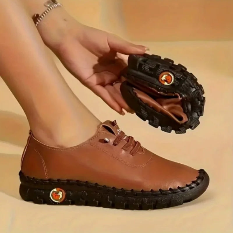 Sneakers Women's Shoes Loafers Lace Up Leather Flat New Spring Casual comfortable Mom Shoe Mujer Zapatos Chaussure Femme Pi-Mart