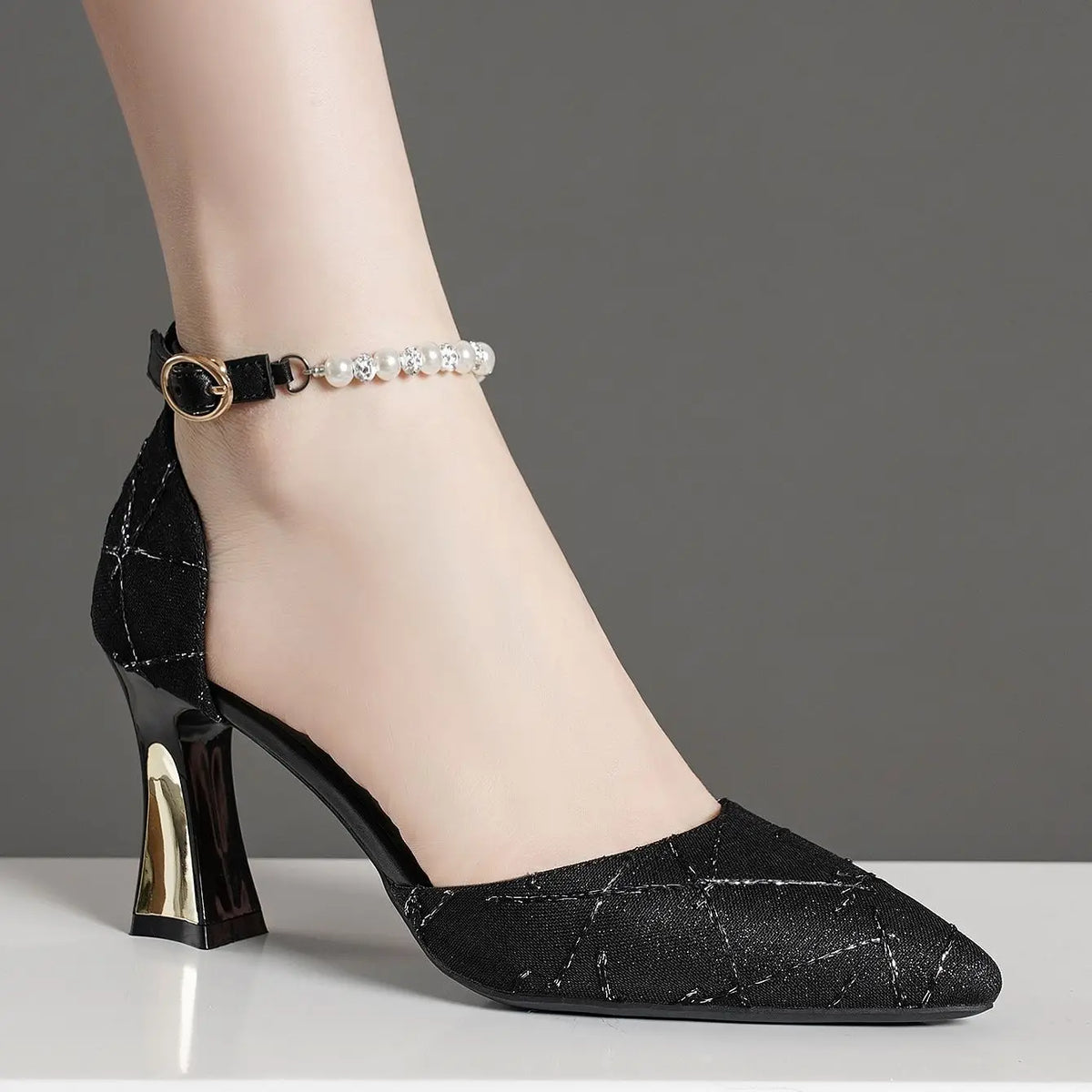 Women High Quality Crystal Suede Stiletto Heels Fashionable and Sexy High Heels Are Suitable for Banquets Parties Workplace Shoe Pi-Mart