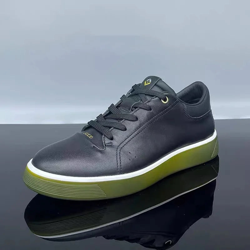 Fashion Genuine Leather Men Sneakers Breathable Comfort Classic Casual Shoes Mens Outdoor Walking Shoes Couple Footwear Pi-Mart