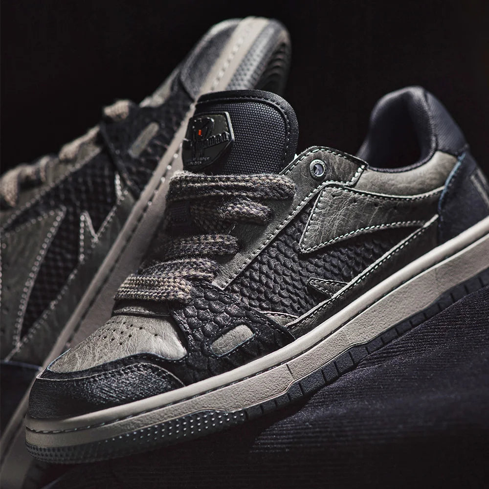 Maden Casual Snake Year Black Mamba Men's Sneakers Low-Top Flat Sole Versatile Black Shoes for Spring Autumn Skateboarding Shoes Pi-Mart