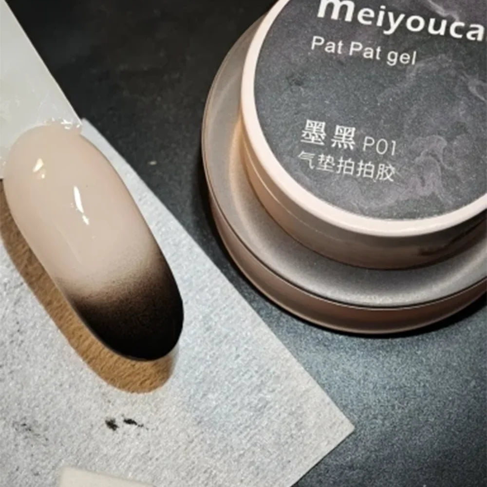 1Jar Black Pat Painting Gel Nail Polish with Air Cushion Gradient Matte Texture Nail Patting Glue Soak Off UV LED Nail Varnish 8 Tri Light Beauty