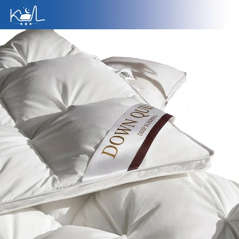 3D Luxury Quilted 100% Premium Goose Down Comforter King Queen Full Size Winter Thick Solid Color Duvet Pi-Mart