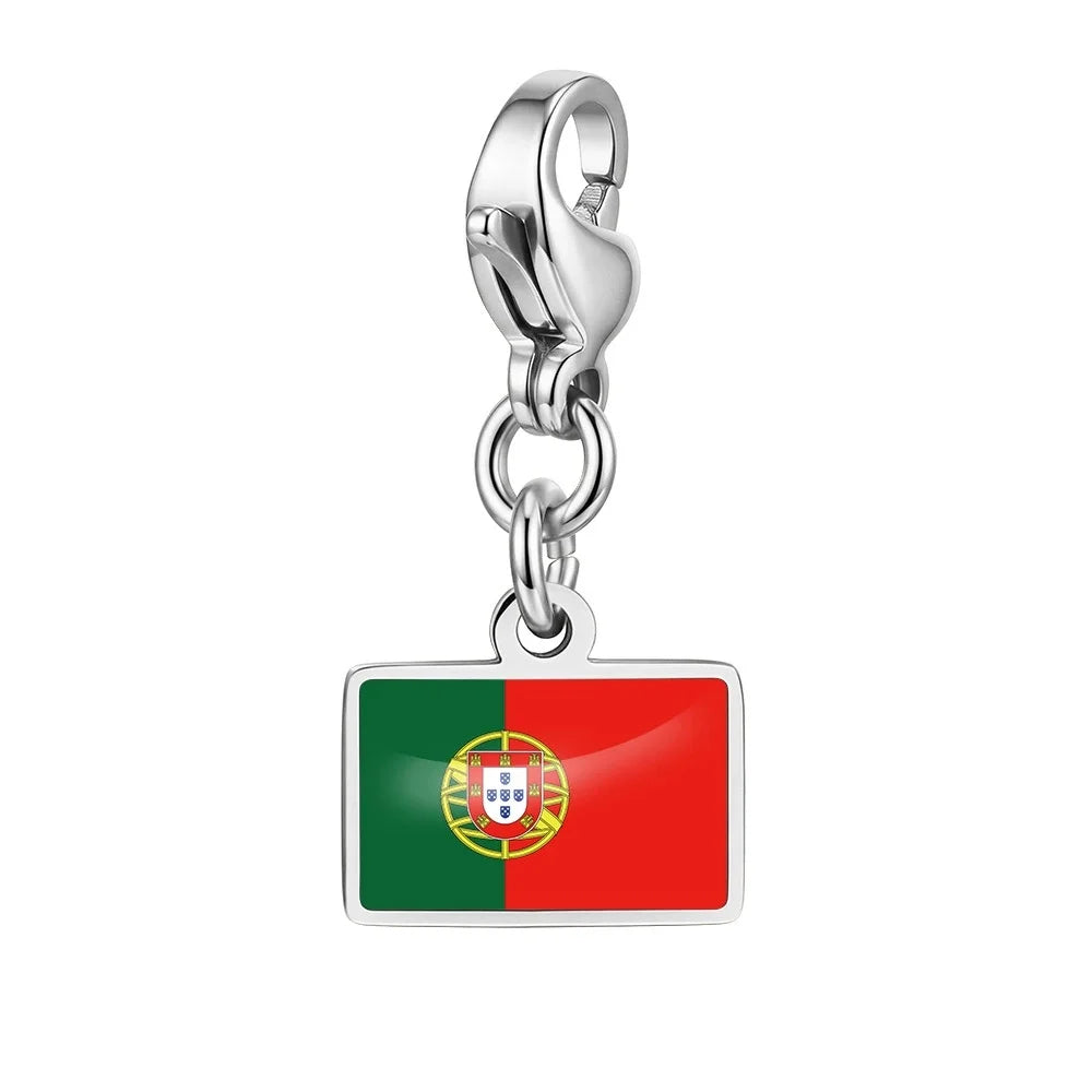 10mm Country Flag Charms Pendant Necklace Bracelet Keychain Bagchain Stainless Steel  Jewelry A Commemorative Gift For A Friend Pi-Mart