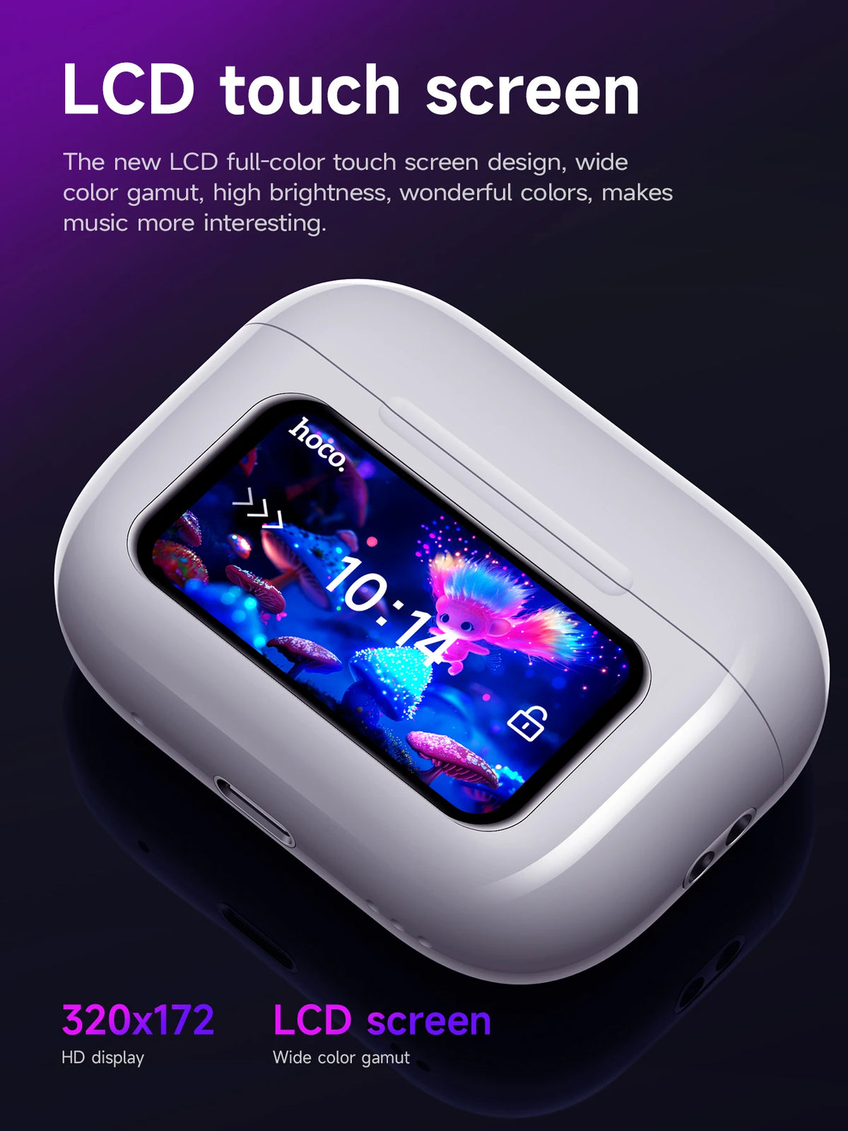 HOCO EW72 Wirelss Bluetooth 5.4 ANC Noise Reduction Earphone With LED Full Touch Smart Screen Charging Box Music Sports Earbuds Pi-Mart