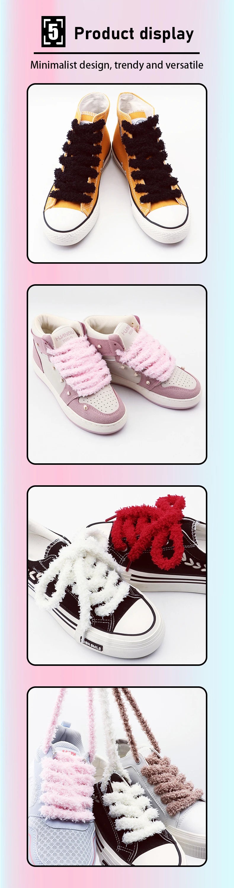 Fashion round plush laces Quality 1cm wide Sneakers Flats Casual laces Shoe accessories 80 /100 /120 /140 /160 Laces 1Pair Pi-Mart