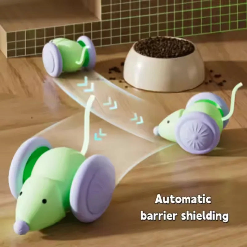 Interactive Cat Toy Electric Mouse Car Automatic Teaser Kitten Pet Toys Rechargeable Intelligent Obstacle Avoidance Cat Car Toy Pi-Mart