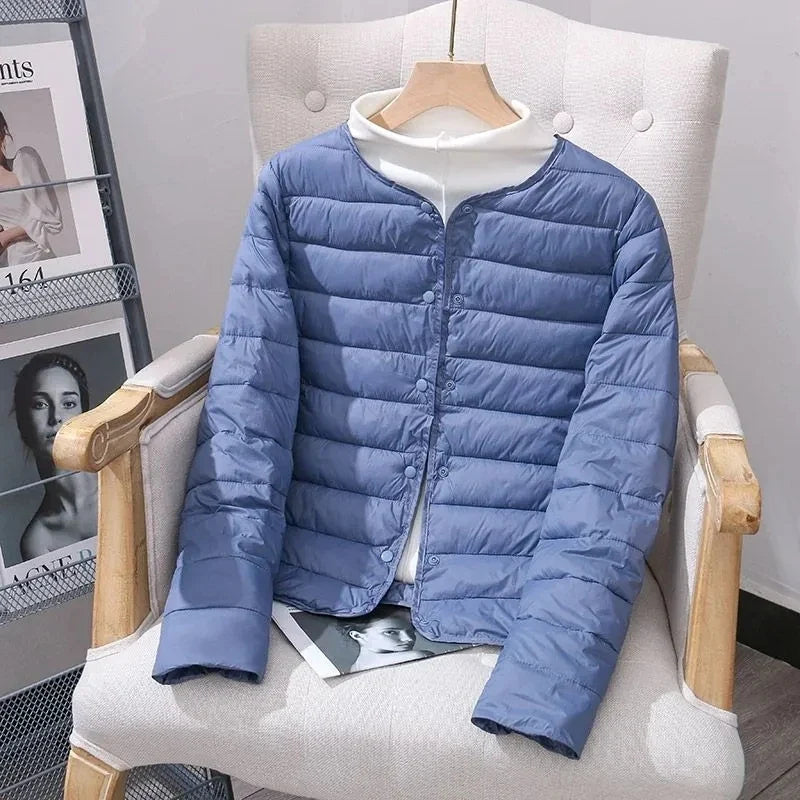 Women White Duck Down Slim Jackets 2025 New Arrivals Autumn Winter Warm Female Fashion Ultra Lightweight Packable Puffer Coats LadyShow.Store