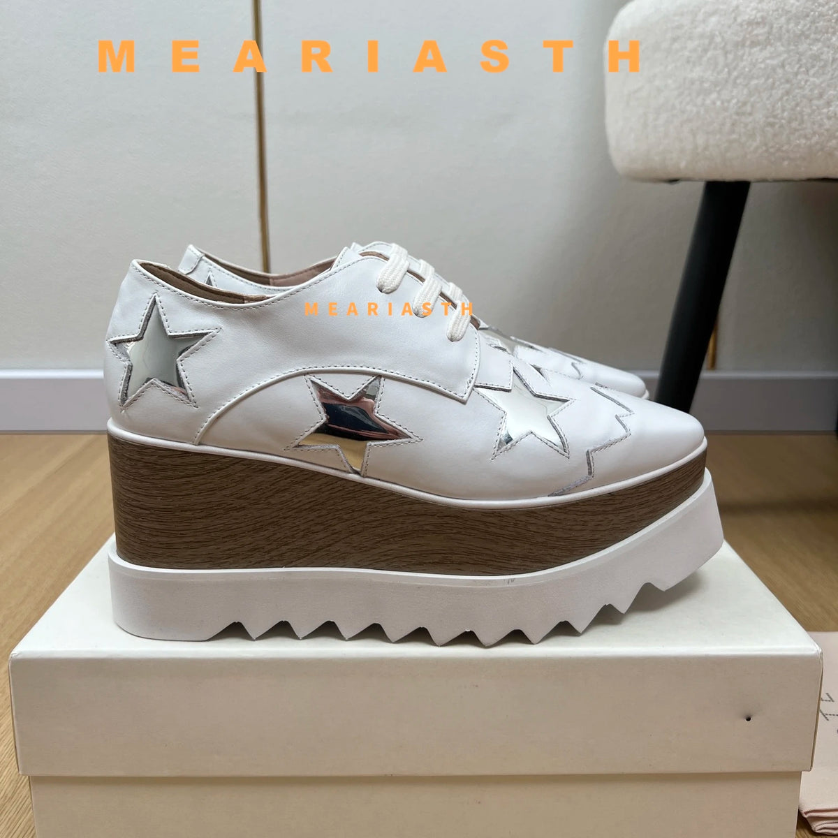 Women Walking Sneakers Autumn Lace-up High Platform Chunky Shoes Breathable Leather Shoes 8.5CM Winter Wedge Heels Casual Shoes Pi-Mart