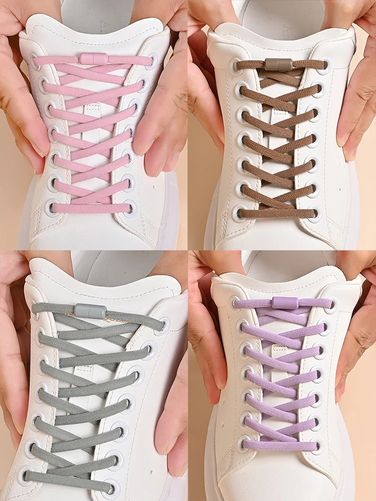 Elastic No Tie Shoelaces Semicircle Shoe Laces For Kids and Adult Sneakers Shoelace Quick Lazy Metal Lock Laces Shoe Strings Pi-Mart