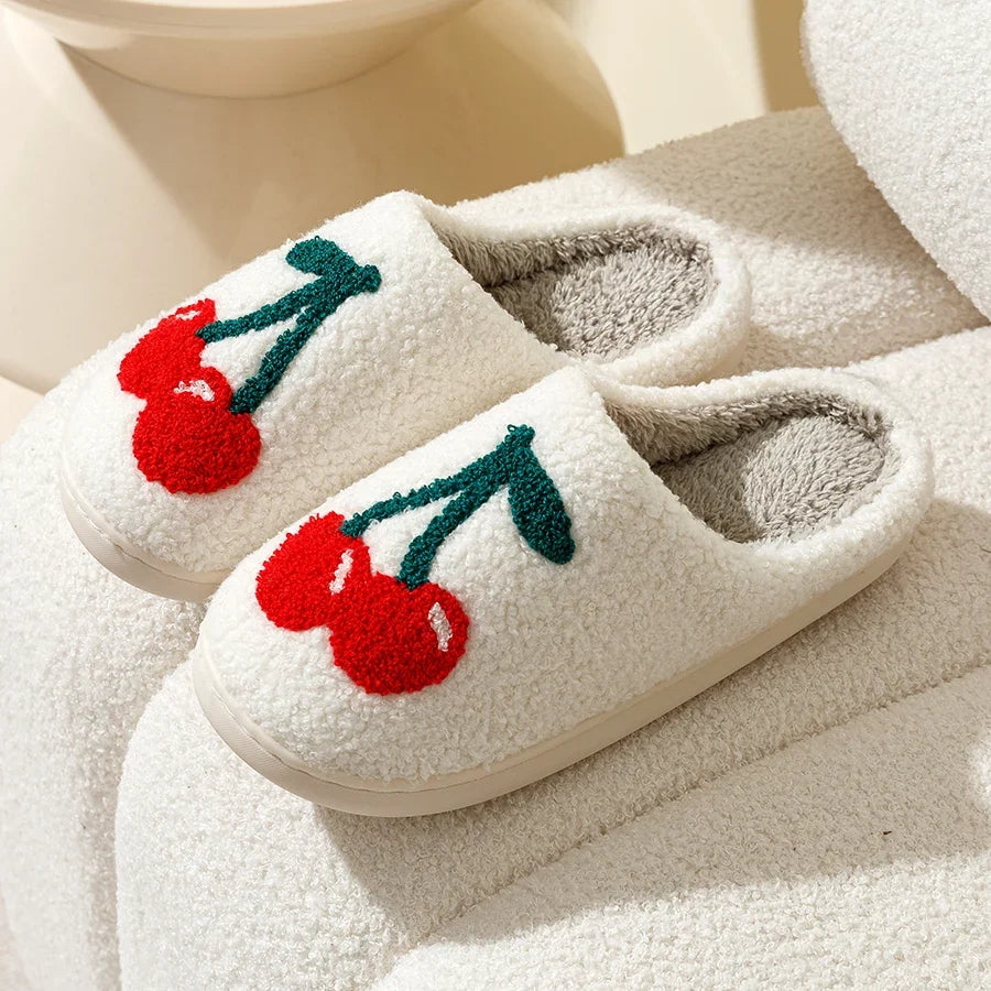 Cute Fruit Women Slippers Winter Indoor Warm Soft Sole Breathable Comfort Anti-slip Bedroom Causal Flat Cotton Shoes LadyShow.Store