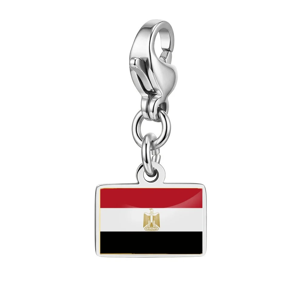 10mm Country Flag Charms Pendant Necklace Bracelet Keychain Bagchain Stainless Steel  Jewelry A Commemorative Gift For A Friend Pi-Mart