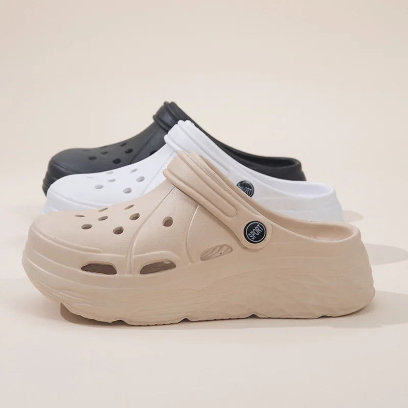 Women's Fashion Platform Sandals Summer 2025 Thick Sole Soft Eva Clogs Garden Shoes for Women Hollow Out Non Slip Beach Sandals Pi-Mart