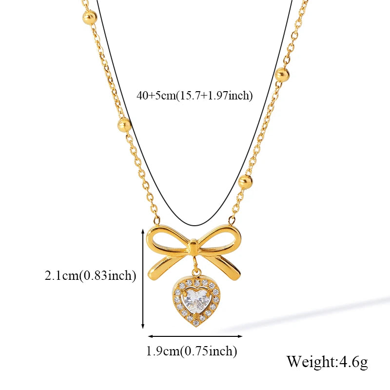 GANEMLY 316l Stainless Steel Luxury Bling Cubic Zirconia Eye Droplets Pendant Necklace Women Chic Romantic Waterproof Jewelry Pi-Mart