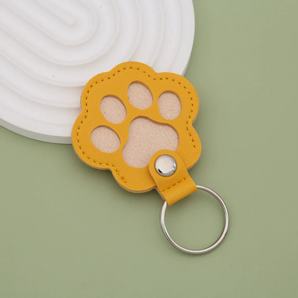 Cute Paw Print Pet Hair Memorial Keychain Leather Dog Cat Fur Holder Keepsake Key Ring Personalized Pet Loss Memory Key Chains G Pi-Mart