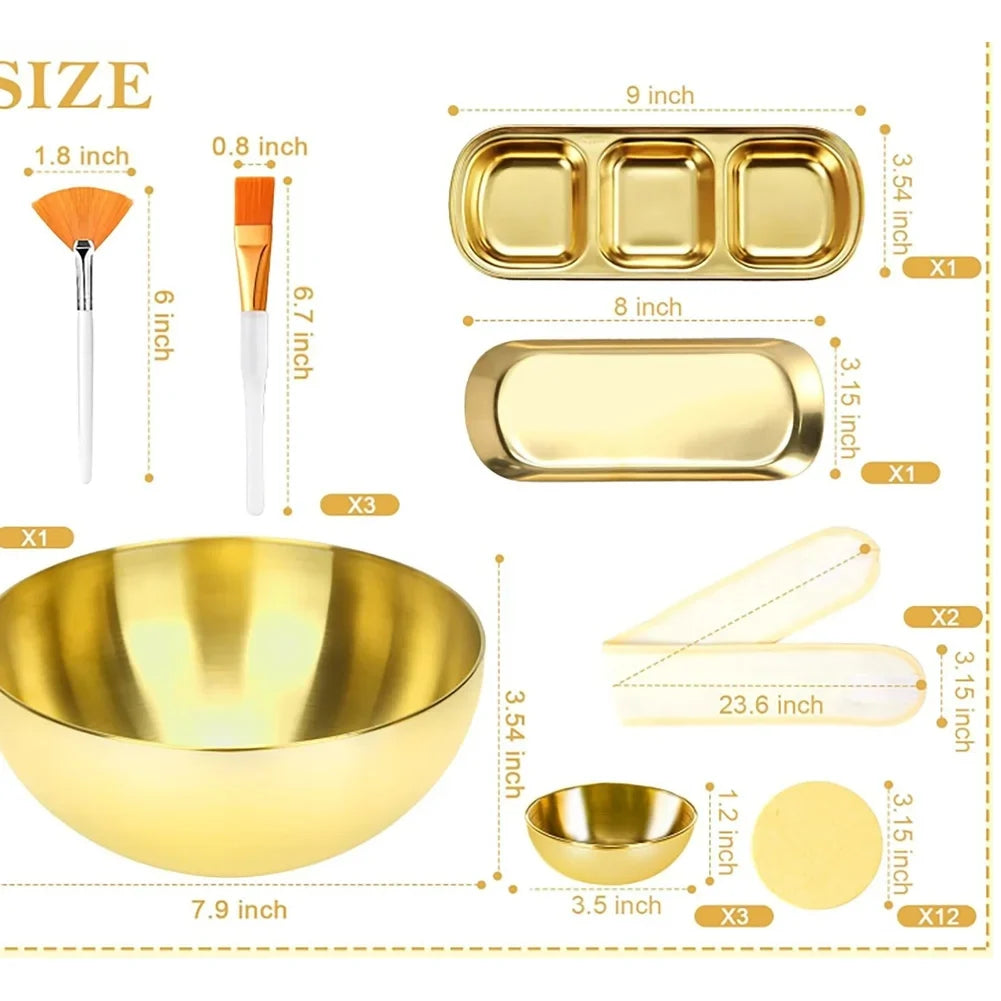 Facial Product Preparation Set with Stainless Steel Bowls and 26 Pcs Tools for Home and Professional Beauty Use Tri Light Beauty