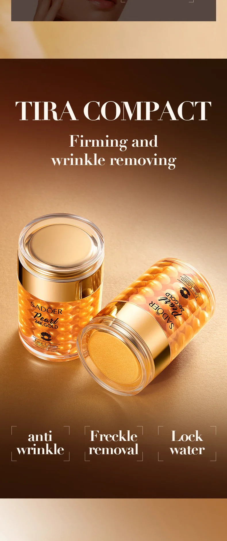 SADOER 24K Golden Pearl Collagen Face Cream Moisturizing Brightening Hydrating Firming Facial Cream Face Skin Care Products Pi-Mart