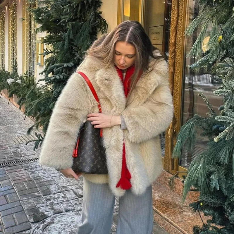 Neo Mint Women Winter 2024 High Quality Luxury Faux Fur Coat Thicken Warm Overcoat Outerwear Hot Girls Solid Long Fox Fur Jacket LadyShow.Store
