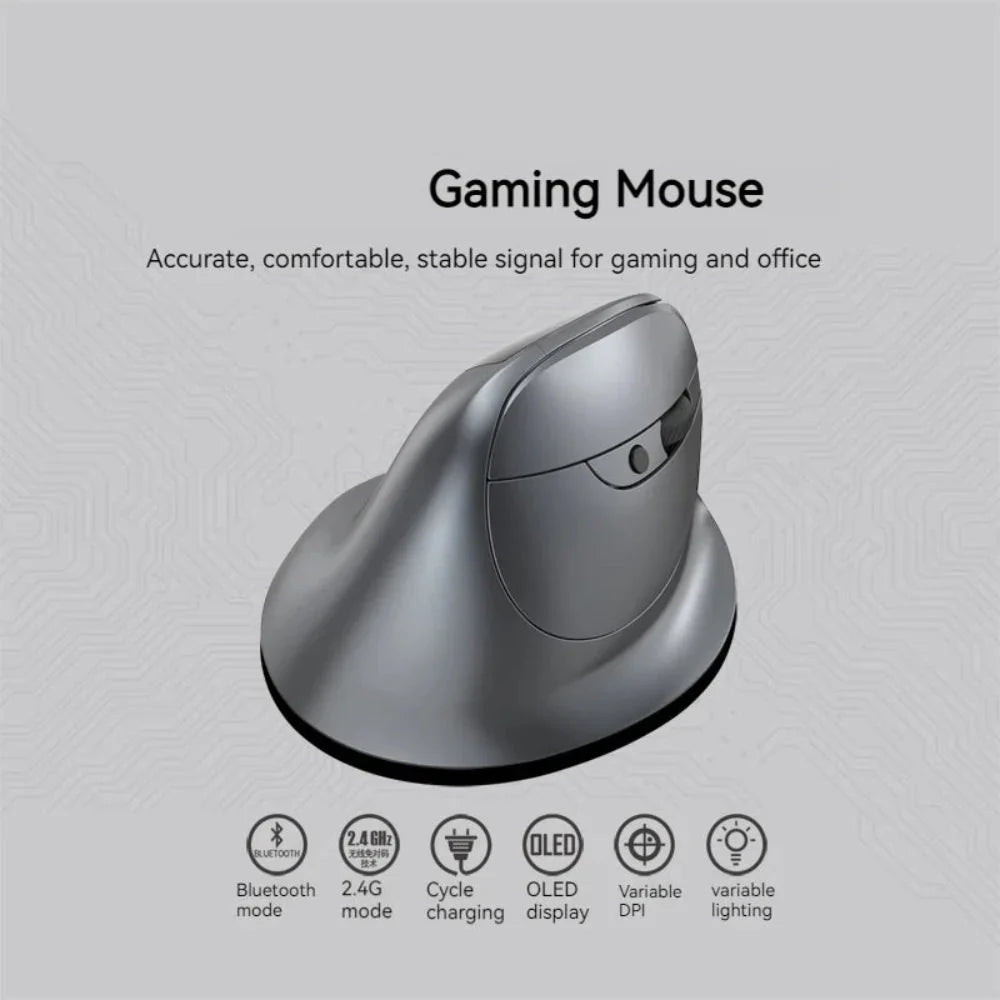 Dual Mode Wireless Adjustable DPI Vertical Office Mouse