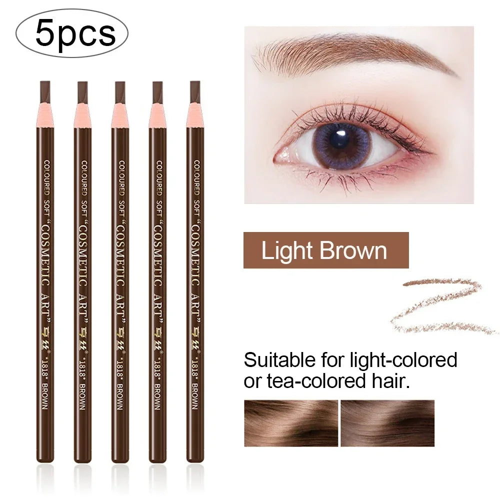 5PCS Professional Microblading Pencil Permanent Eyebrow Pencil Tattoo Waterproof Art Tint Makeup Eye Brow Pen Enhancers Cosmetic Tri Light Beauty