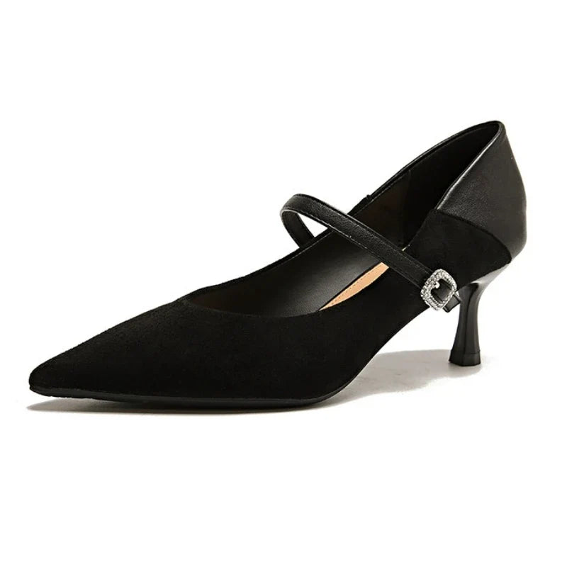 Pointed Toe Leopard Sexy Heels Women Elegant Thin High Heel Designer Pumps Dress Shoes Fashion Buckle Shallow Zapatos De Mujer LadyShow.Store
