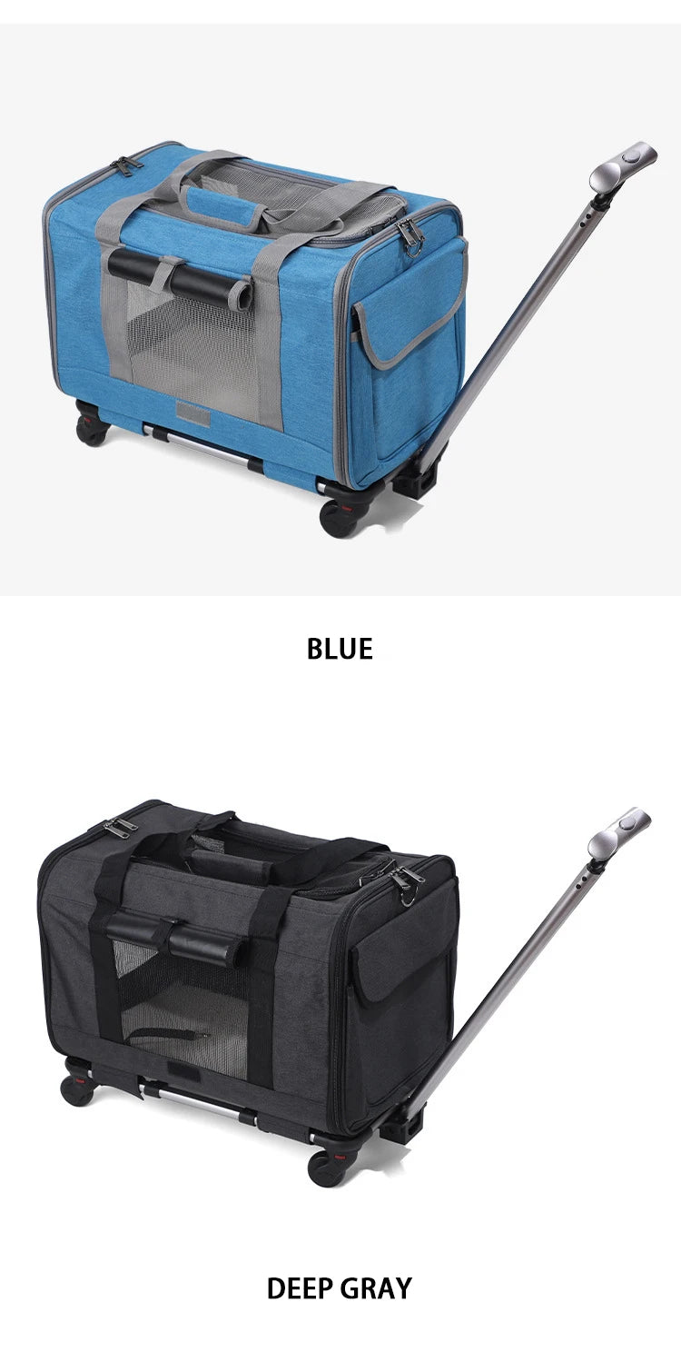 Pet Carrier with Wheels for Dogs Up To 15lbs & Cat  Airline Approved Dog Carrier Rolling Pet Carrier Foldable Pet Stroller Pi-Mart