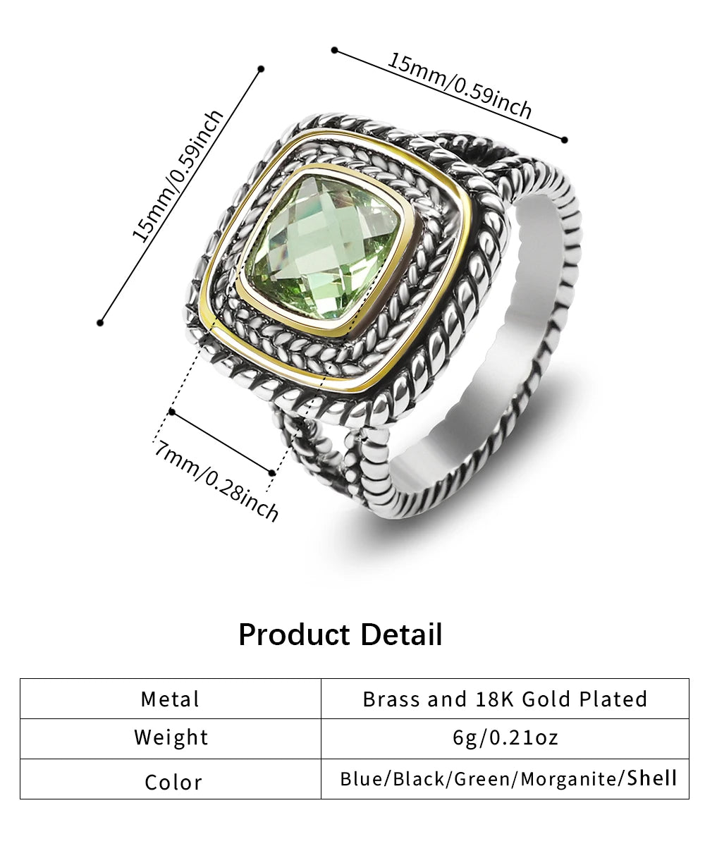 Designer Inspired Two Tone Statement Rings for Women 18K Gold Plated Fashion Brand Engagement Wedding Ring Pi-Mart