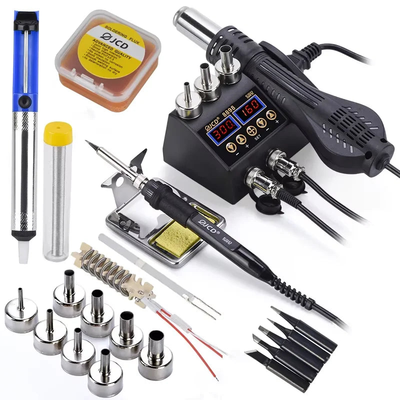 2 in 1 750W Soldering Station LCD Digital display welding rework station for cell-phone BGA SMD PCB IC Repair solder tools 8898 LadyShow.Store