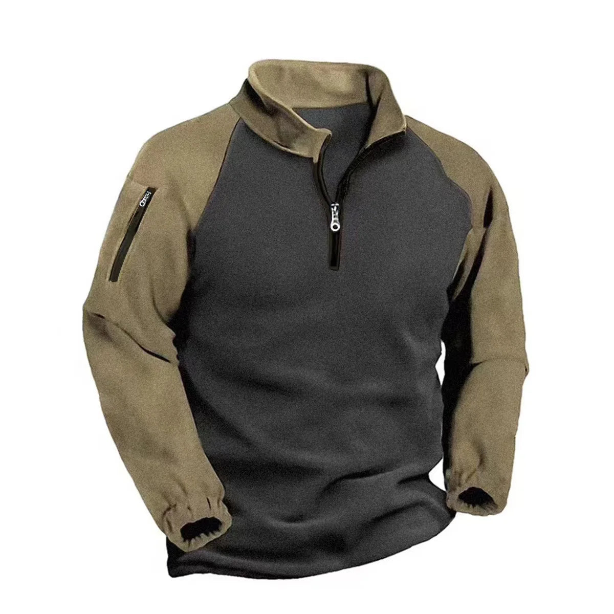 Autumn Winter Men's Fleece Hoodies Half Zipper Patchwork Pullover Coats Men Fashion Outdoor Warm Sweatshirts Male Casual Hoodies Pi-Mart